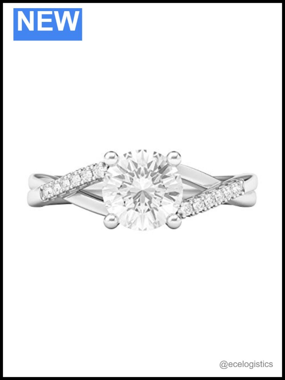Sterling Silver Twisted Split Shank 1.0 CT Moissanite Engagement Ring